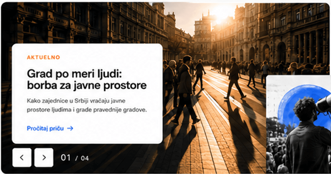 Ljudi prolaze kroz osunčan gradski prostor